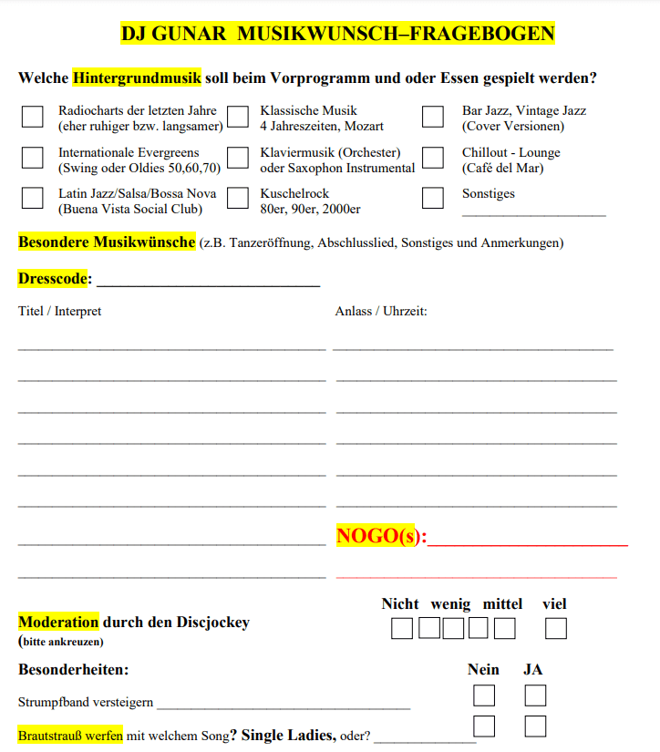 Musikwunschfragebogen Seite 2